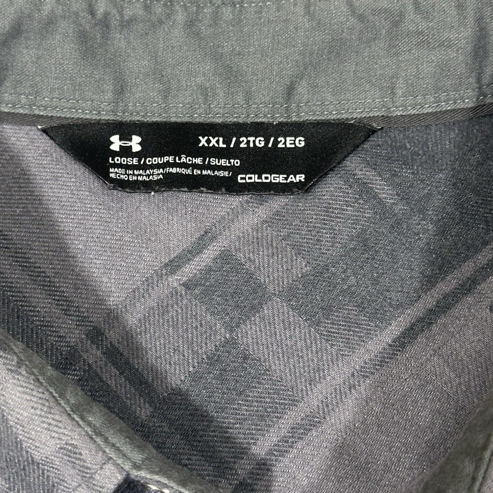 Under Armour Mens Plaid Long Sleeve‎ Button Up Shirt ColdGear XXL Loose Fit Gray - Picture 5 of 7